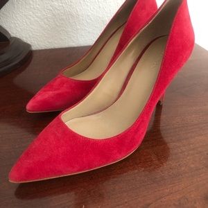 Ann Taylor red suede pumps